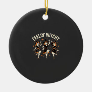 Feelin’ Witchy Halloween Witch Dance Ceramic Tree Decoration