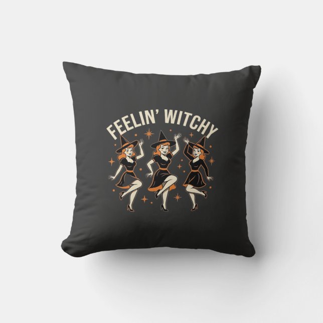 Feelin’ Witchy Halloween Witch Dance Cushion (Front)