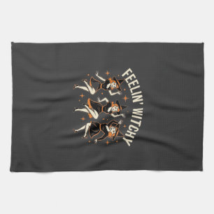 Feelin’ Witchy Halloween Witch Dance Tea Towel
