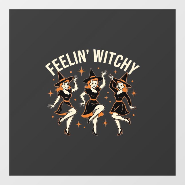 Feelin’ Witchy Halloween Witch Dance Window Cling (Sheet)