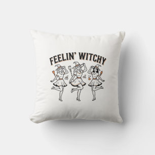 Feelin Witchy Retro Halloween Witches Cushion