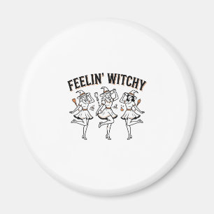 Feelin Witchy Retro Halloween Witches Magnet