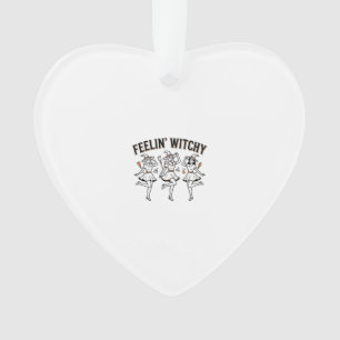 Feelin Witchy Retro Halloween Witches Ornament