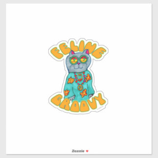 Feeline Groovy Fun Cat Art Drawing