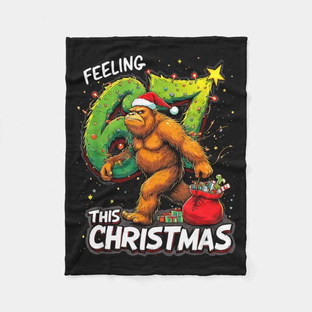 Feeling 67 Funny Christmas Bigfoot Holiday  Fleece Blanket (Front)