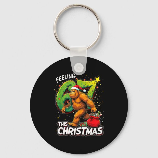 Feeling 67 Funny Christmas Bigfoot Holiday  Key Ring (Front)