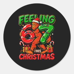 Feeling 67 This Christmas Funny Bigfoot Classic Round Sticker