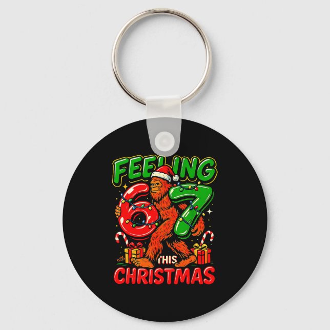 Feeling 67 This Christmas Funny Bigfoot  Key Ring (Front)