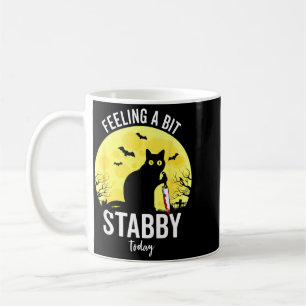Feeling A Bit Stabby Funny Black Cat Halloween Coffee Mug