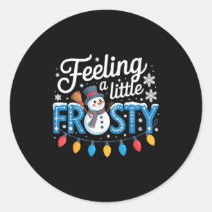 Feeling A Little Frosty Cute Retro Snowman  Classic Round Sticker