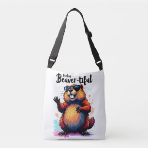 Feeling Beaver-tiful – Funny Beaver Graphic  Crossbody Bag