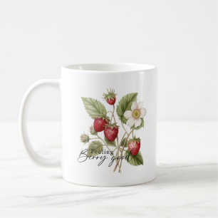 Feeling Berry Good Floral Red Strawberry Monogram Coffee Mug