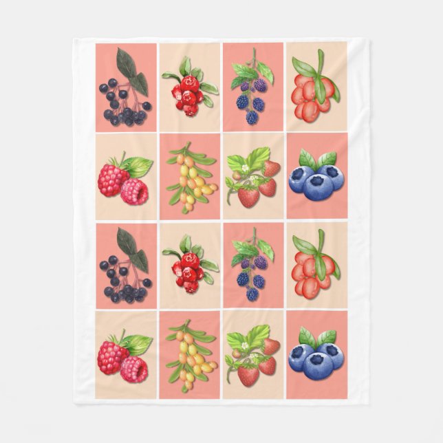 FEELING BERRY GOOD Strawberry Berries Plant Mum Fleece Blanket (Front)