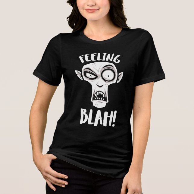 Feeling Blah Nosferatu Vampire In White Tri-Blend Shirt (Front)