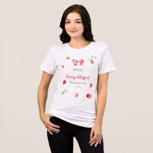Feeling Blessed Mama to Be Strawberry Baby Shower Tri-Blend Shirt