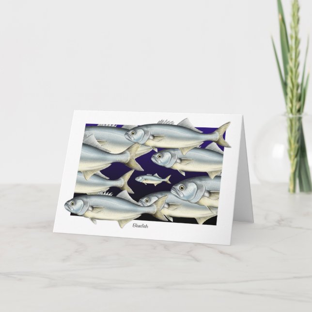 Feeling Blue Bluefish Greeting Card (Front)
