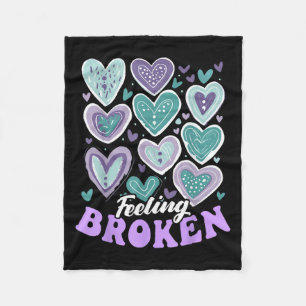 Feeling Broken, Suicide Prevention Heart, Suicide  Fleece Blanket