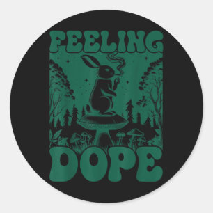 Feeling Bunny Day Vintage Funny Weed Magic Mushroo Classic Round Sticker