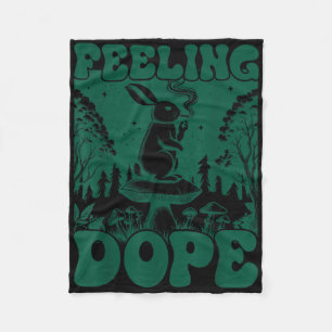 Feeling Bunny Day Vintage Funny Weed Magic Mushroo Fleece Blanket