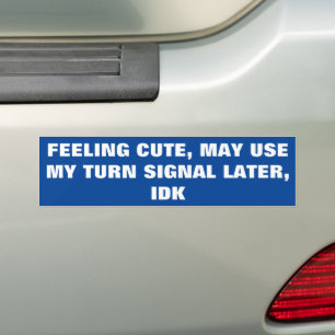 Feeling cute, may use may turn signal later, idk bumper sticker