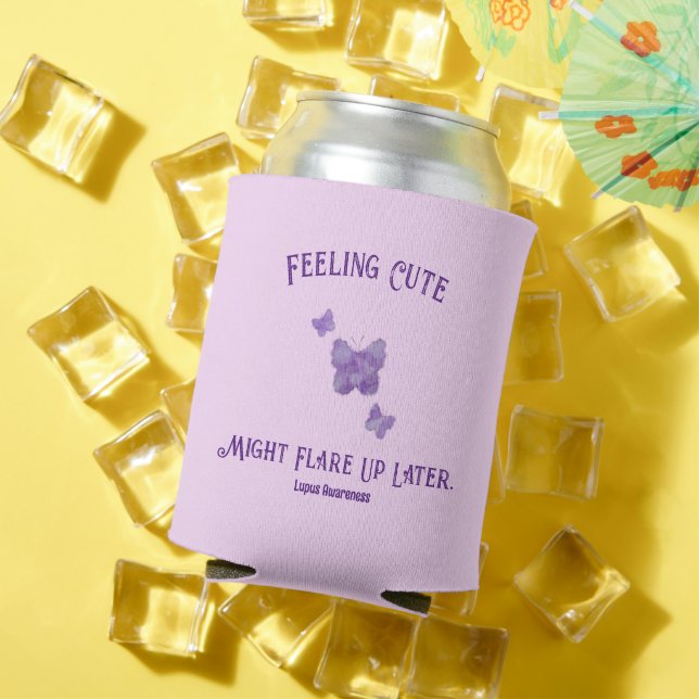 Feeling Cute Might Flare Up Later Purple Butterfly Can Cooler (In Situ Summer)