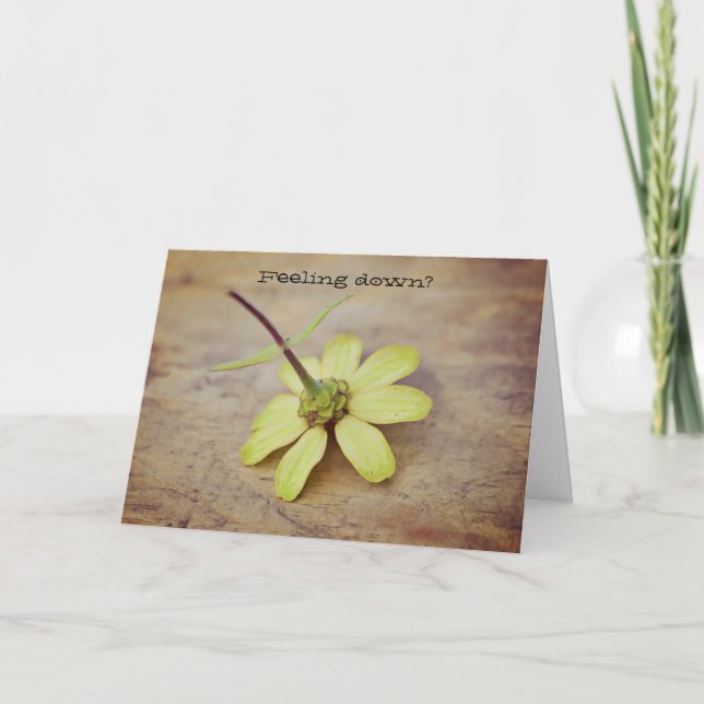 Feeling Down Yellow Flower Thoughts Note Card (Front)