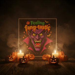 Feeling Fang Tastic Halloween Vampire Design Poster