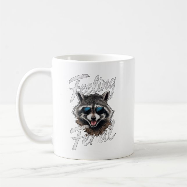 Feeling Feral Racoon Coffee Mug (Left)