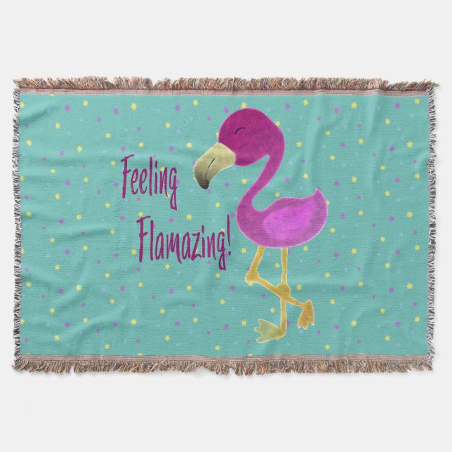 Feeling Flamazing Flamingo Throw Blanket (Front)