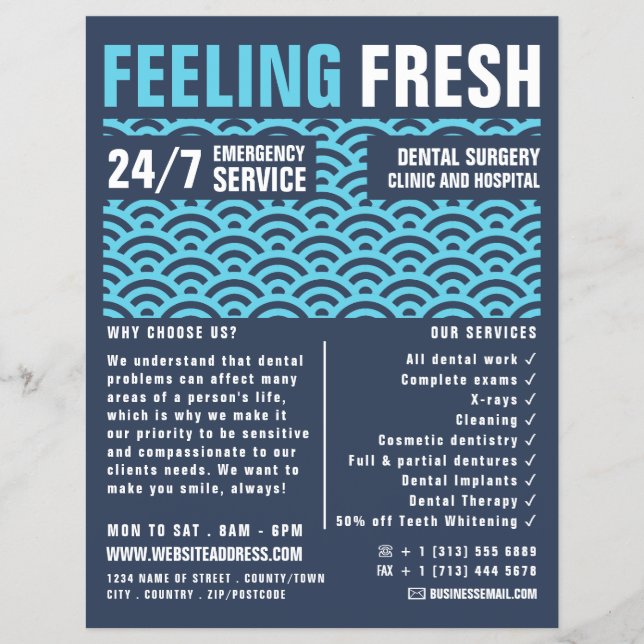Feeling Fresh, Dentistry, Dentist Advert Flyer (Front)