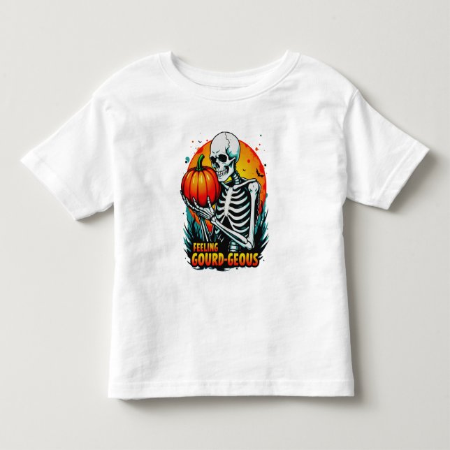 'Feeling Gourd-geous' Skeleton Hand Halloween Tee  (Front)
