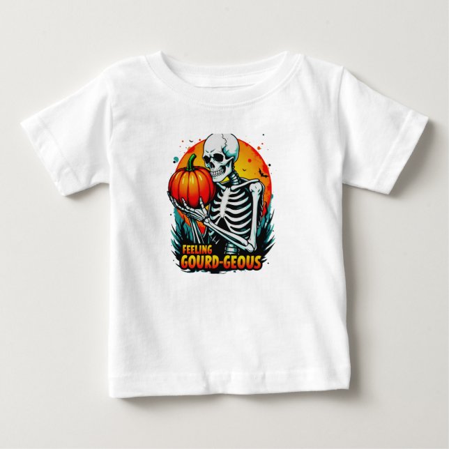'Feeling Gourd-geous' Skeleton Hand Halloween Tee  (Front)