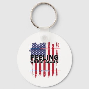 Feeling Great Again Trump 2024 American Usa Flag V Key Ring
