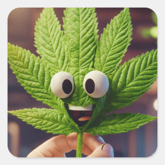 "Feeling Green: Leaf Me Alone"? Square Sticker