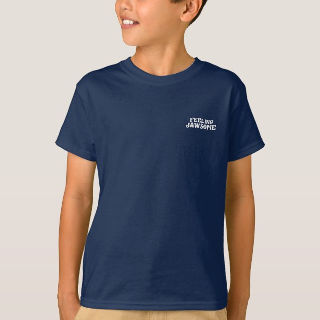 Feeling Jawsome Shark Funny Summer Puns T-Shirt (Front)