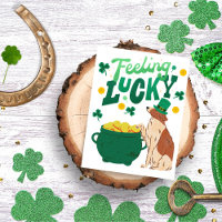 Feeling lucky a dog and pot of gold St. Patrick