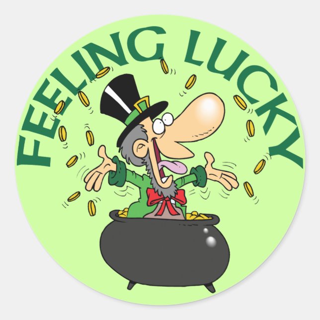Feeling Lucky Classic Round Sticker (Front)