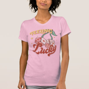 Feeling Lucky Dice Retro Typography T-Shirt