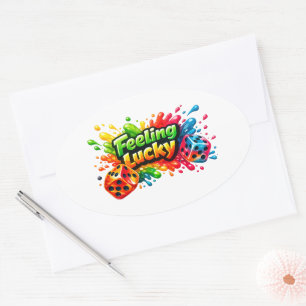 Feeling Lucky Dice Sticker” Oval Sticker