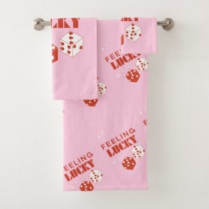  Feeling Lucky, Lucky Girl, Luckiest Girl, Pink Bath Towel Set