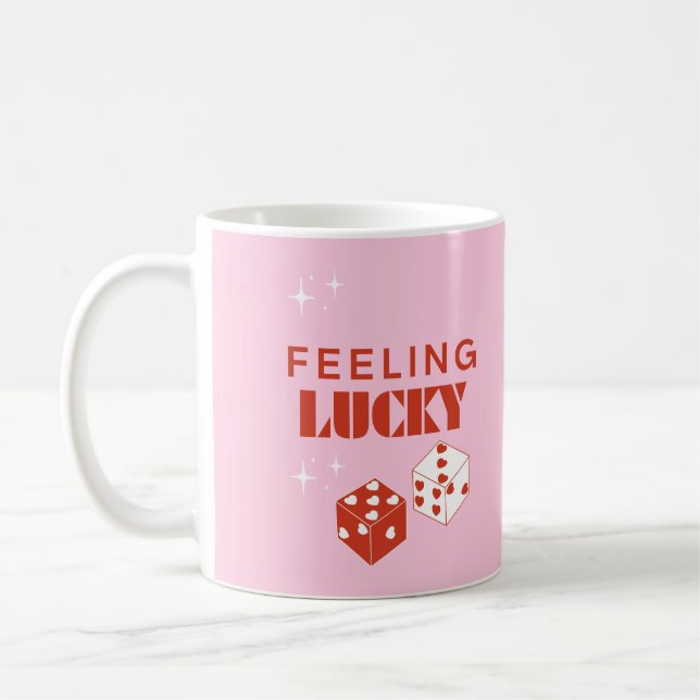  Feeling Lucky, Lucky Girl, Luckiest Girl, Pink Coffee Mug (Left)