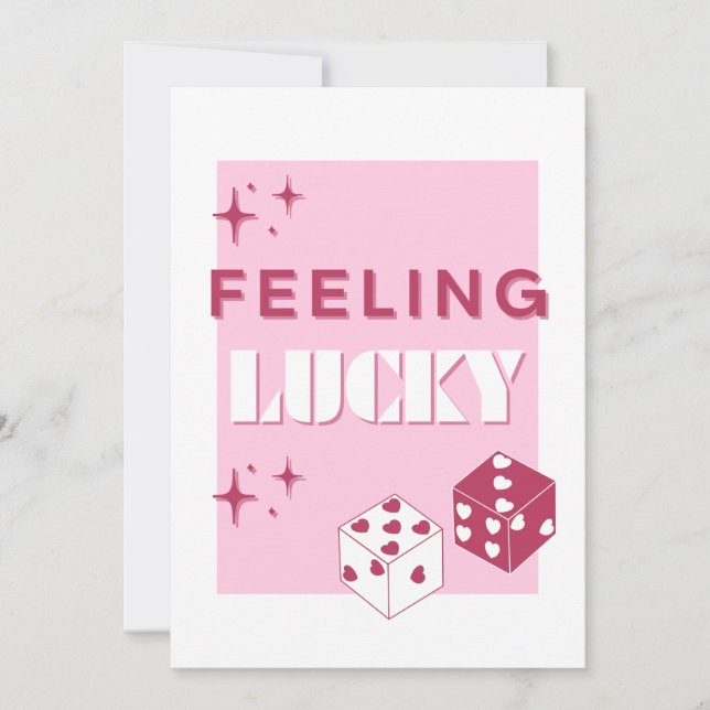 Feeling Lucky, Lucky Girl, Luckiest Girl, Pink Holiday Card (Front)