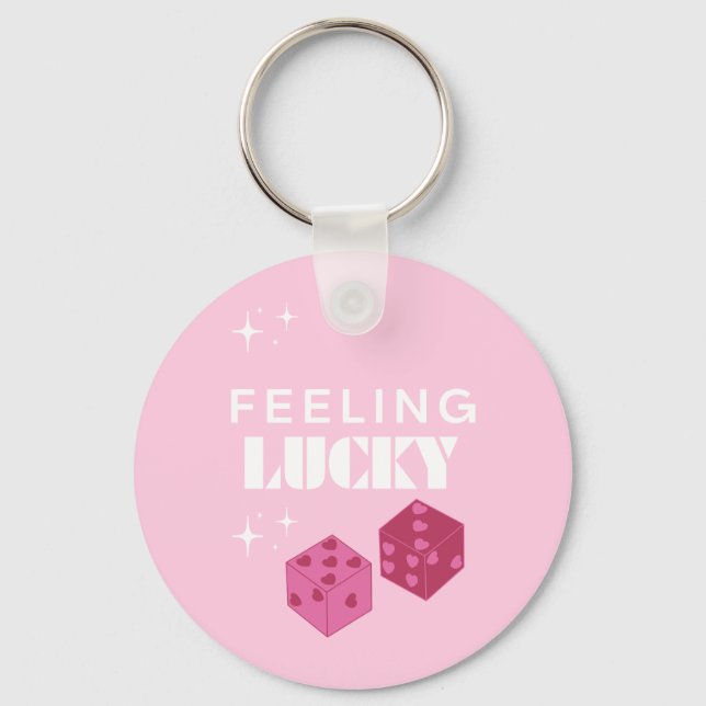 Feeling Lucky, Lucky Girl, Luckiest Girl, Preppy Key Ring (Front)
