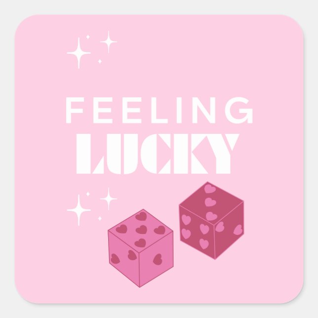 Feeling Lucky, Lucky Girl, Luckiest Girl, Preppy Square Sticker (Front)