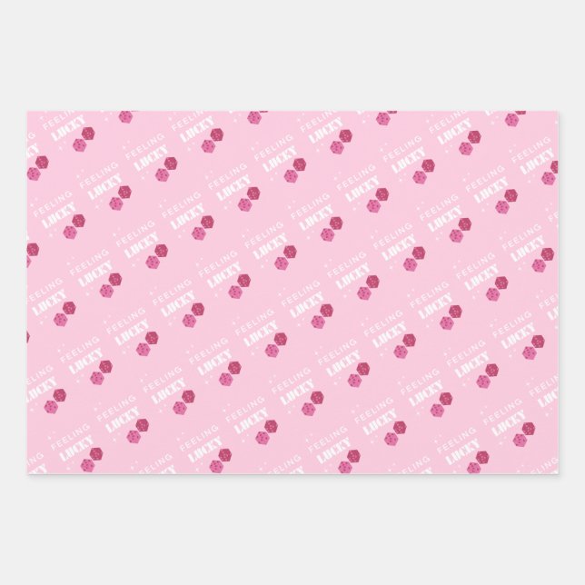 Feeling Lucky, Lucky Girl, Luckiest Girl, Preppy Wrapping Paper Sheet (Front)