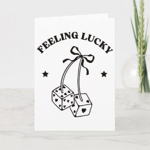 Feeling Lucky Retro Dice Valentine Cute Hearts Rib Card