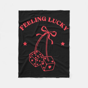 Feeling Lucky Retro Dice Valentine Cute Hearts Rib Fleece Blanket