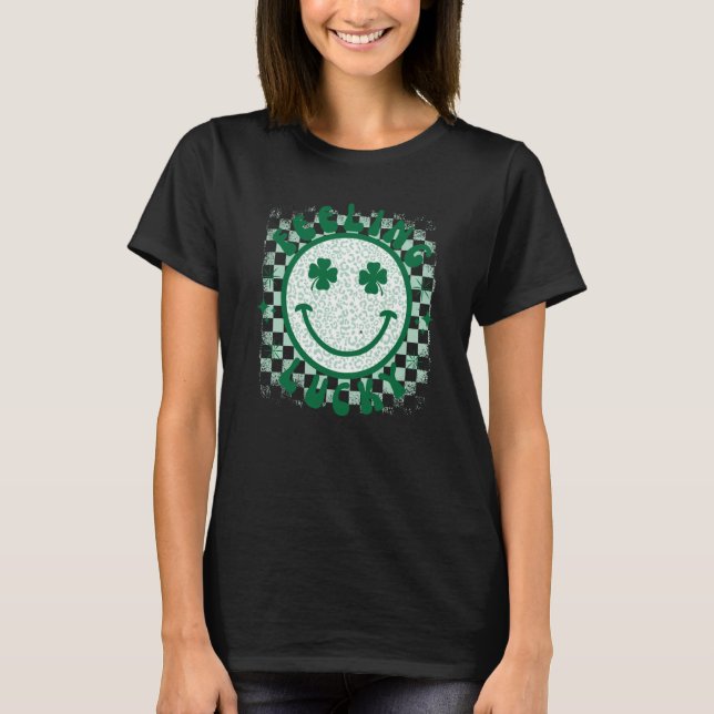 Feeling Lucky Retro St Patrick's Day Smile Face Me T-Shirt (Front)