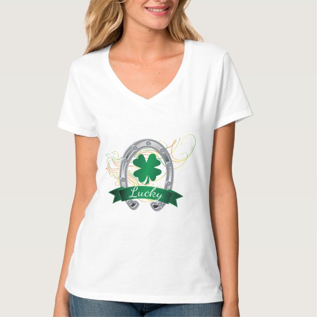 Feeling Lucky 🍀 Shamrock Clovers T-Shirt (Front)