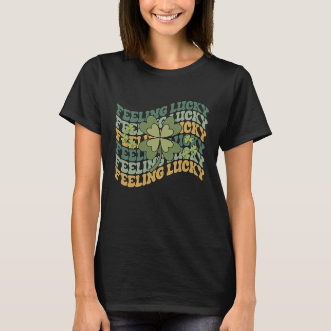 Feeling Lucky Smile Face St Patrick Day T-Shirt (Front)